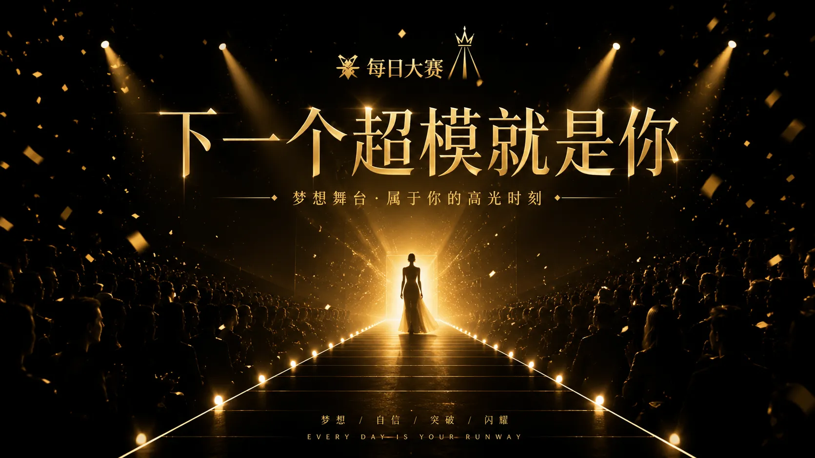 每日大赛黑金舞台与成年参赛者登场氛围